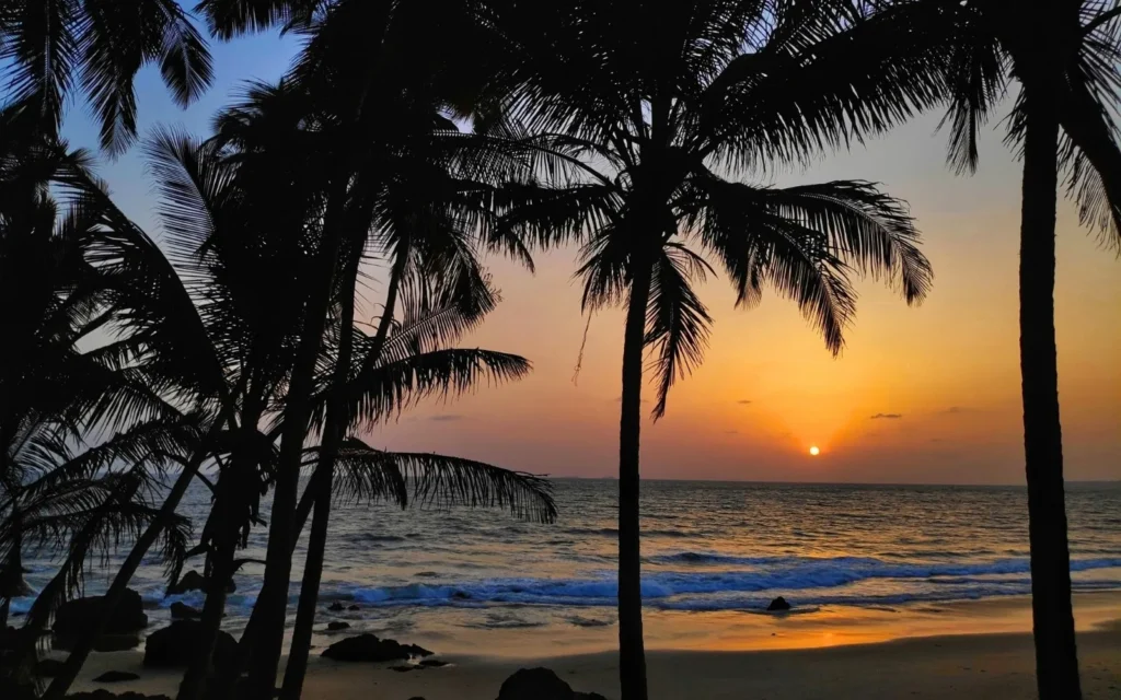 Scenic beach view at Candolim Beach, Goa, India
