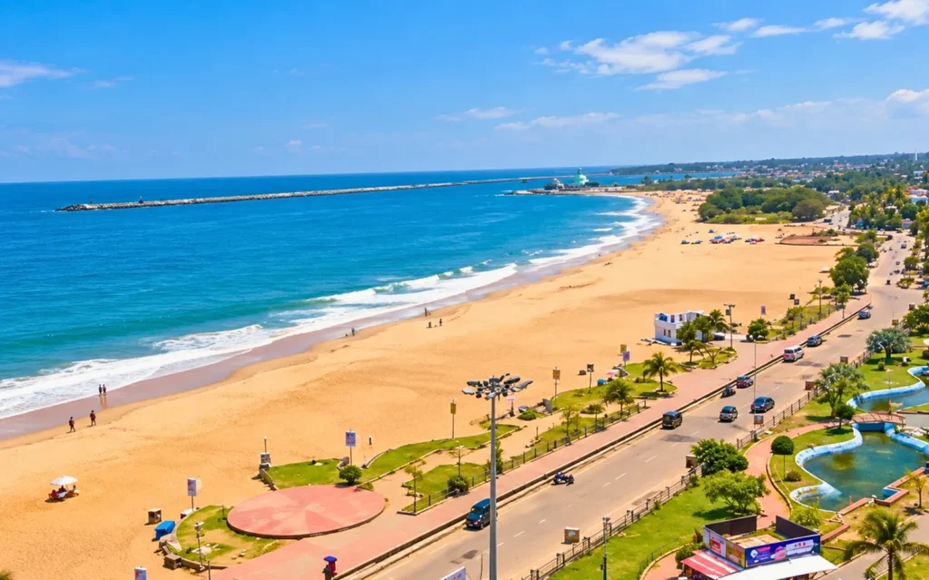 Scenic travel view of Kollam, Kerala, India