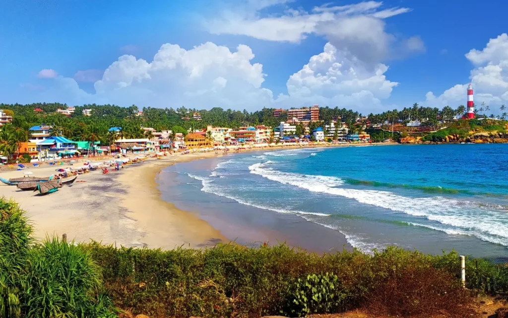 Scenic beach view at Kovalam, Kerala, India