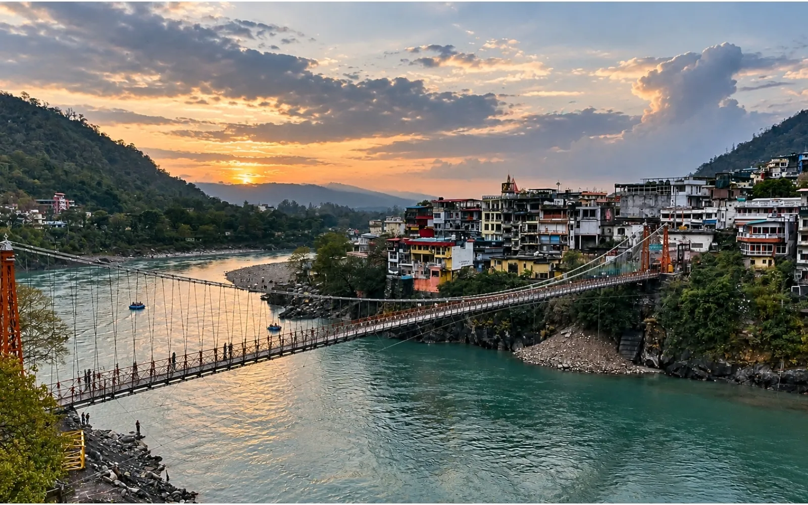 Scenic travel view of Rishikesh, Uttarakhand, India